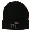 Black Cat Embroidered Long Beanie