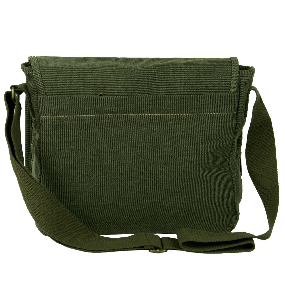 12 Wholesale Canvas Messenger Bag - Shoulder Bag Color Olive - at