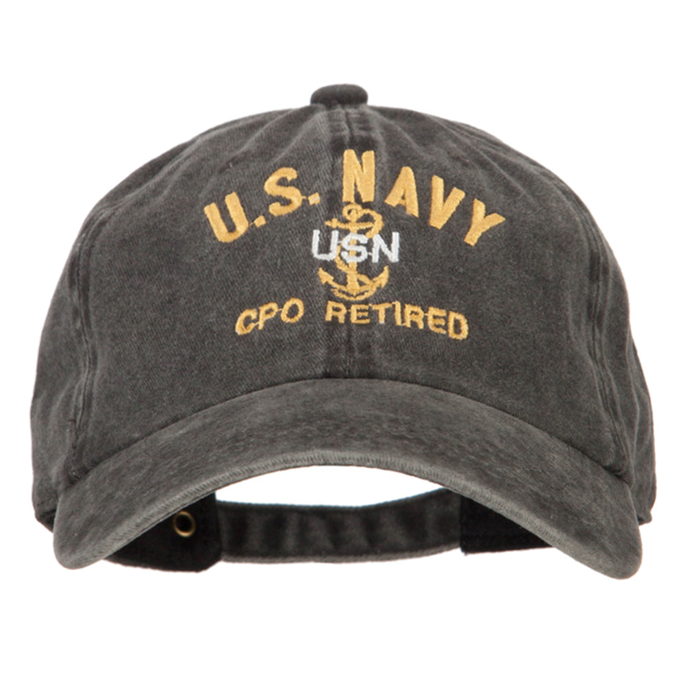 US Navy CPO Retired Military Embroidered Washed Cotton Twill