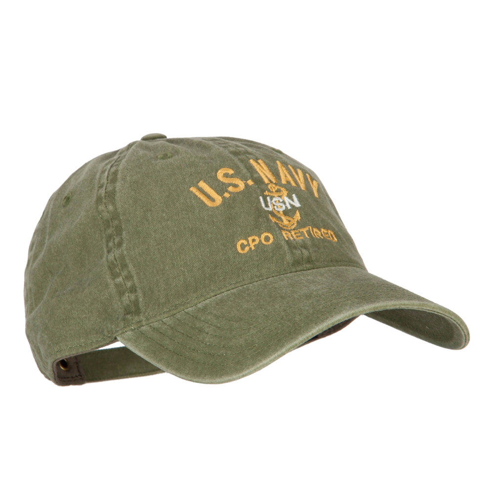 US Navy CPO Retired Military Embroidered Washed Cotton Twill