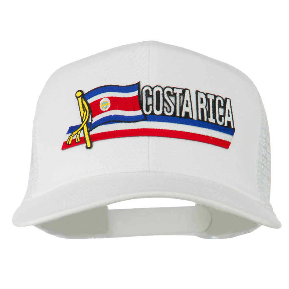 Costa Rica Flag Patched Mesh Cap, White / One Size