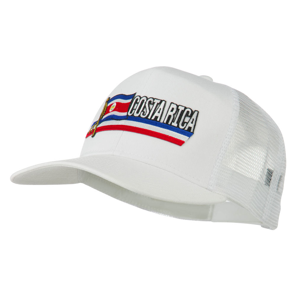 Costa Rica Flag Patched Mesh Cap, White / One Size