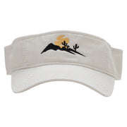 Desert Silhouette Embroidered Pro Style Cotton Twill Washed Visor - Stone OSFM