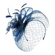 Spiral Design Net Fascinator with Feathers