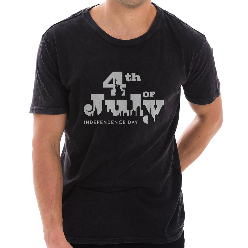 4th of July NY Graphic Design Vintage Crewneck Tee | Celebrations Designed | e4H DU601GS-VINTAGE-BLACK-XS