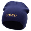 YEET Embroidered 8 Inch Acrylic Short Beanie - Navy OSFM
