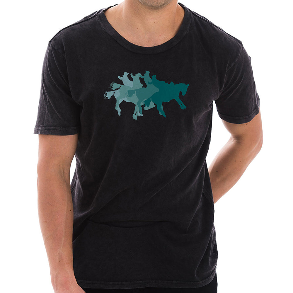 Bucking Horse Graphic Design Vintage Crewneck Tee | Mascot Designed | DX601GS-VINTAGE-BLACK-XS