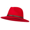 Women's Wool Leatherette Buckle Band Accented Large Brim Fedora Hat