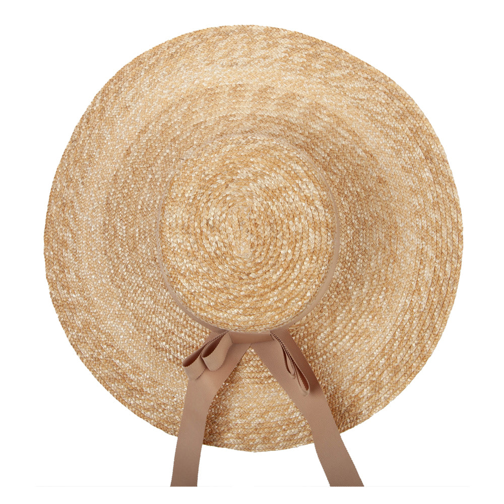 Women's Fine Weave Straw Double Bow Trim Extra Large Brim Sun Hat