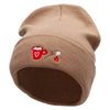 Hot Coca Marshmellow Embroidered 12 inch Acrylic Cuffed Long Beanie - Khaki OSFM