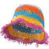 Girl's Toyo Bucket Shaped Hat with Fringe Edge and Polka-Dot Detail