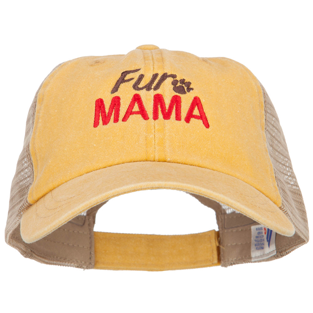 Fur Mama Embroidered Washed Twill Trucker Cap Word Designed