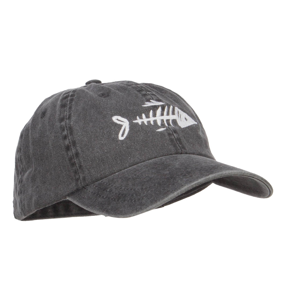 Fish Bone Embroidered Washed Cap, Leisure Designed