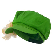 Flower Ribbon Trim Newsboy Cap