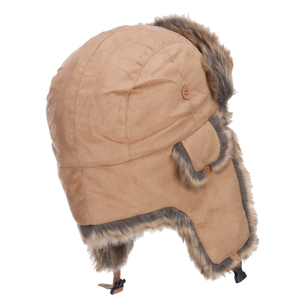 Suede Faux Fur Winter Trooper Hat | Neck Flap/Trooper Hat | e4Hats 