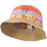 Girl's Bucket Hat with Embroidered Flowers and Butterflies