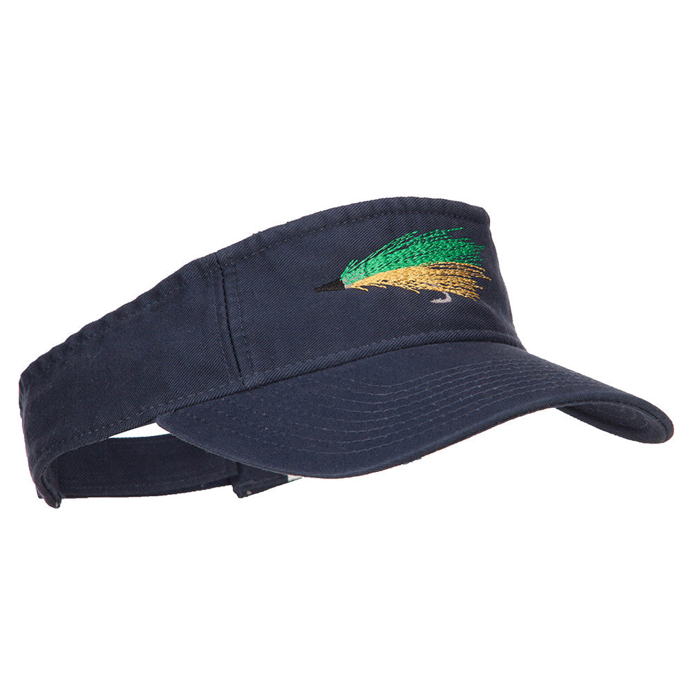 Green Fly Fishing Embroidered Pro Style Cotton Washed Visor, Navy / One Size