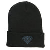 Grey Diamond Embroidered Cuffed Long Beanie