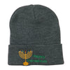 Happy Hanukkah Candles Embroidered Beanie