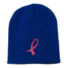 Hot Pink Ribbon Breast Cancer Embroidered Short Beanie