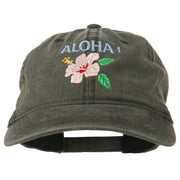 Hawaii Flower Aloha Embroidered Washed Cap