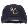 Michigan Apple Blossom with Map Embroidered Unstructured Washed Cap