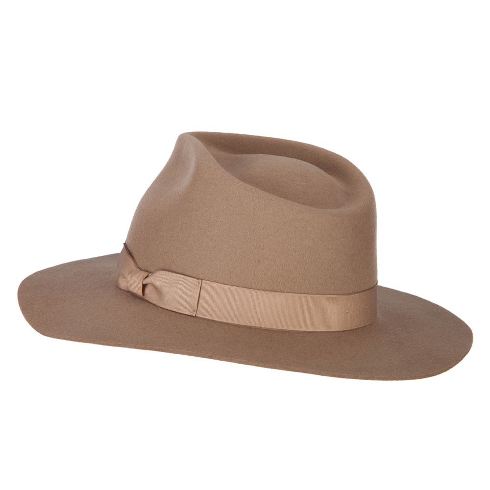 Stiff Ribbon Hat Women's Bow Ribbon Band Pinched Crown Stiff Brim Wool Fedora Hat ...