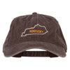 Kentucky with Map Outline Embroidered Washed Cotton Cap