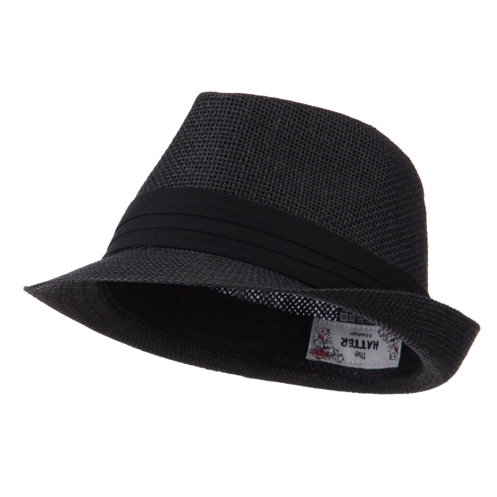 Kid's Paper Straw Black Band Fedora | Straw Fedora Hat | e4Hats
