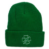 Leaf Clover Embroidered Waffle Cuff Beanie