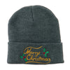 Merry Christmas with Mistletoes Embroidered Long Beanie