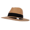 Men's Toyo Paper Braid Wide Ribbon Band Accented Large Brim Fedora Hat