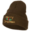 Merry Christmas Mistletoe Embroidered Big Stretch Waffle Cuff Beanie