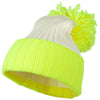 Neon Knit Hat with Pom Pom