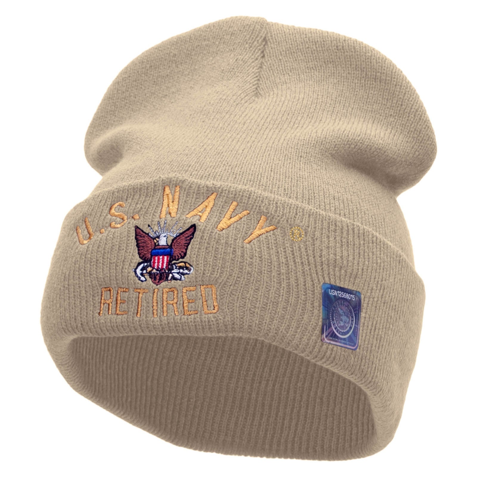 e4Hats in | Long Designed – Beanie USA Veterans/Retired Embroidered US Military | Retired Licensed Navy Made
