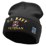 Licensed US Navy Veteran Military Embroidered Long Beanie Made in USA