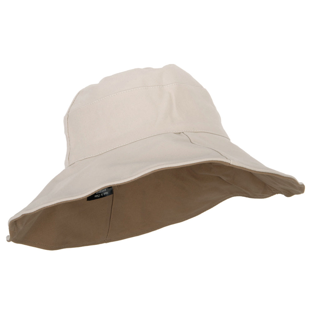 Women's Large Brim Reversible Cotton Canvas Bucket Hat