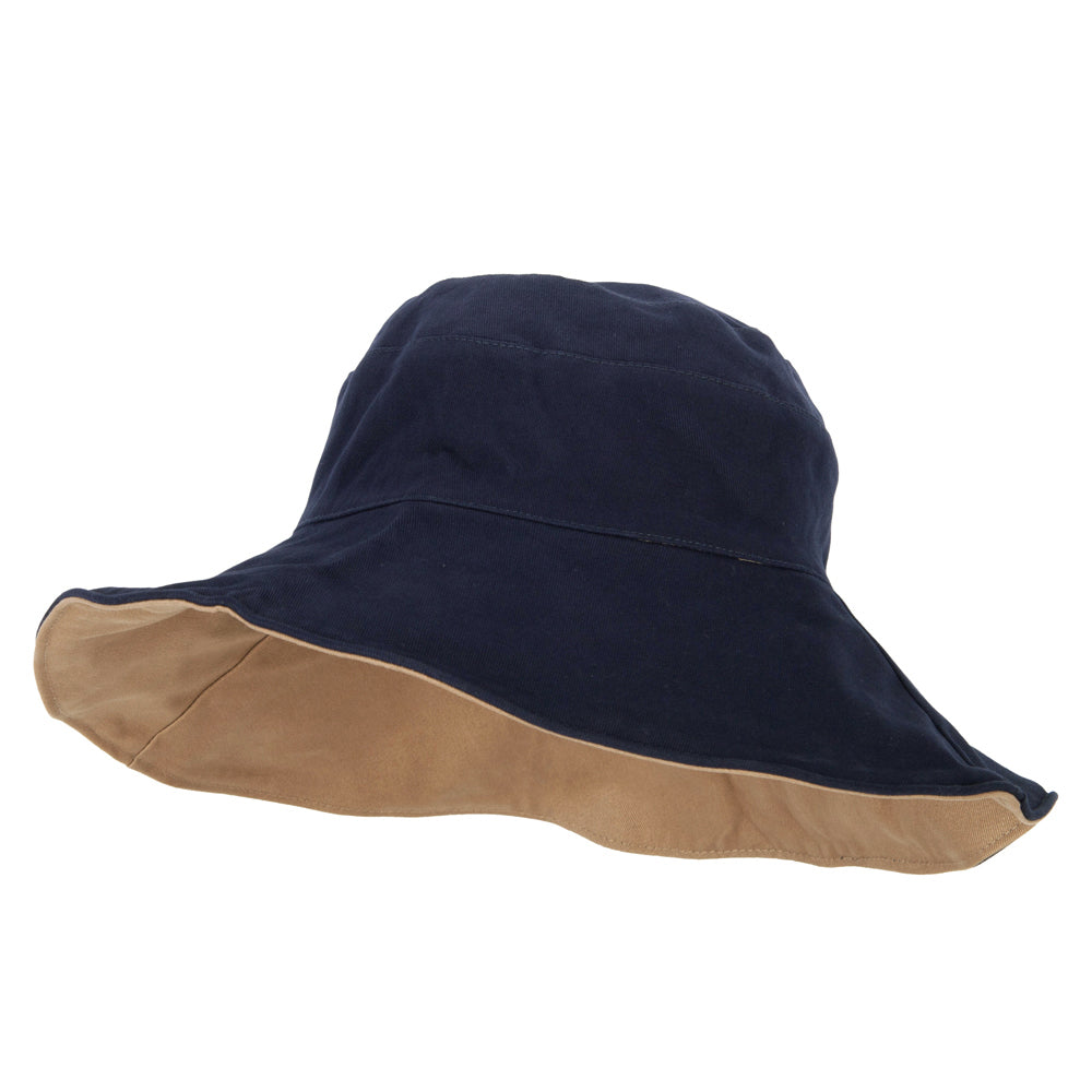 Women's Large Brim Reversible Cotton Canvas Bucket Hat, Wide Brim Hat