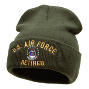 U.S. Air Force Retired Embroidered 12 Inch Long Beanie Made in USA