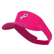 Hot Pink Ribbon Breast Cancer Embroidered Visor