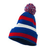 Pom Pom Cuff Stripe Long Beanie