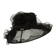 Pleated Trim Brim Ruffle Organza Hat