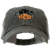 Halloween Cat and Pumpkin Embroidered Low Profile Cotton Mesh Cap