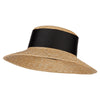 Women's Straw Wide Band with Pom Pom Accented Boater Hat