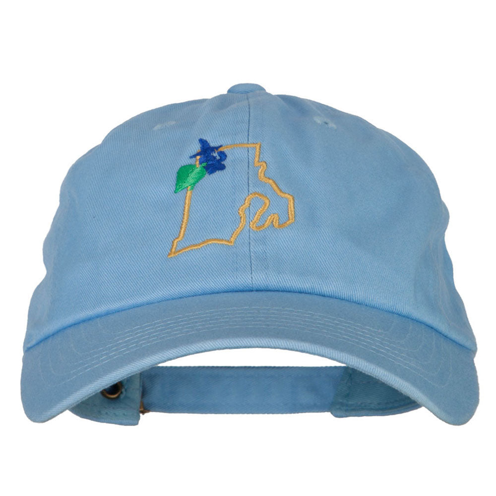 Rhode Island Common Blue Violet with Map Embroidered Unstructured ...