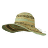Ribbon And Raffia Shell Button Wide Brim Hat