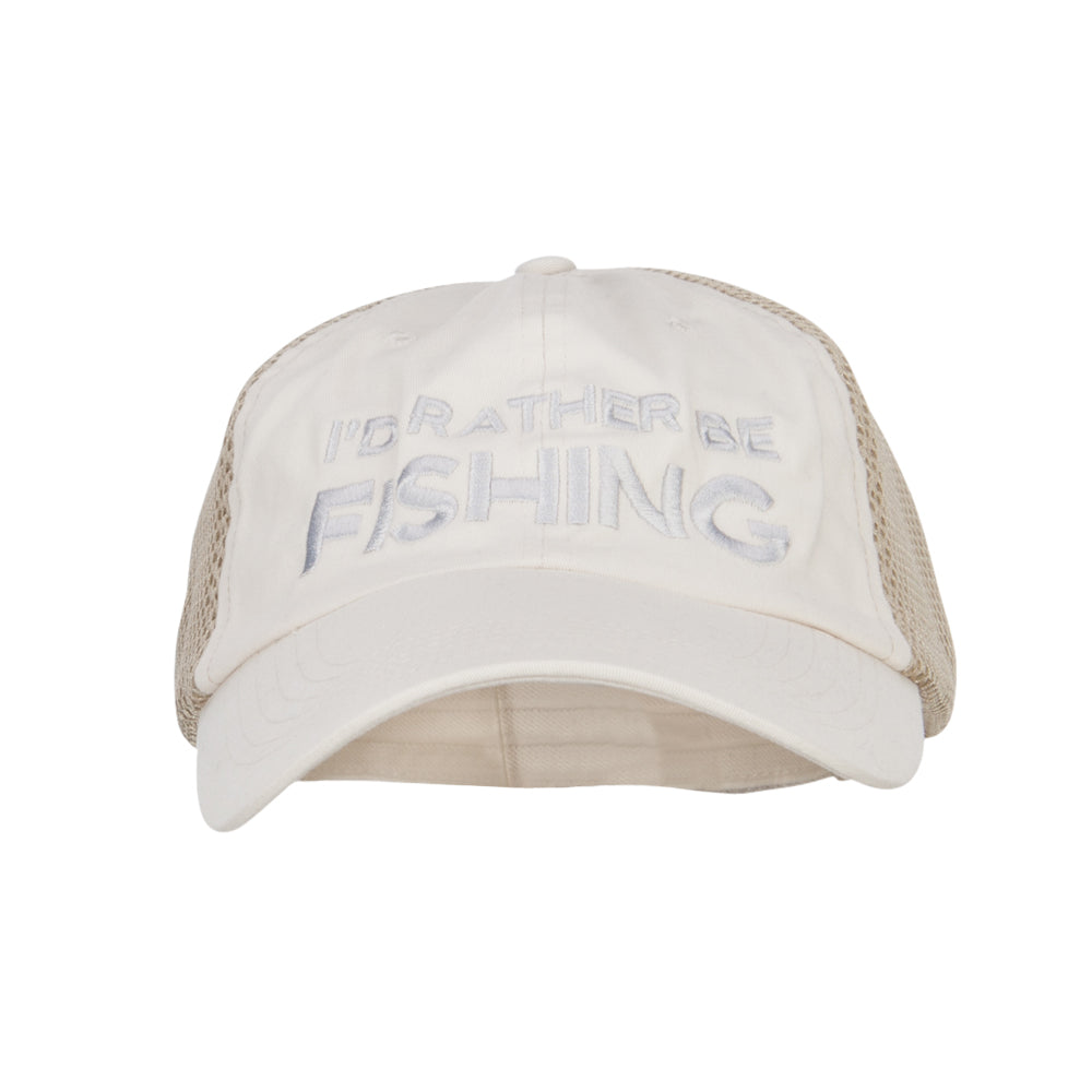 I'd Rather Be Fishing Embroidered Big Mesh Cap