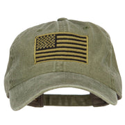 Subdued American Flag Embroidered Washed Buckle Cap