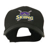 Skiing Logo with Pole and Goggle Embroidered Cap
