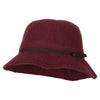 Women's Wool Tie Accented and Stitching Brim Edge Cloche Bucket Hat